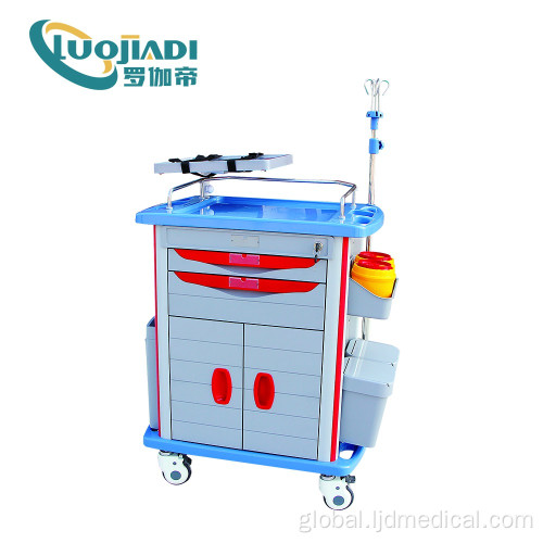 Mobile Emergency Trolley Carrying Drugs Moible Hospital ABS Stainless Steel Emergency Trolley Factory